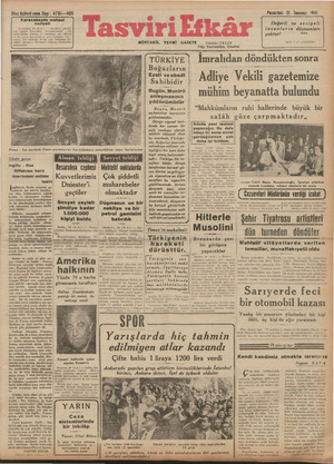 Tasviri Efkar Gazetesi 21 Temmuz 1941 kapağı
