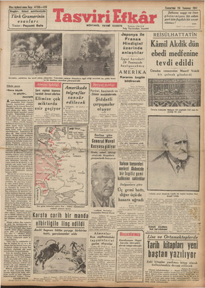 Tasviri Efkar Gazetesi 26 Temmuz 1941 kapağı