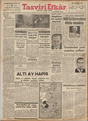 Tasviri Efkar Gazetesi 29 Temmuz 1941 kapağı