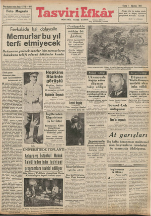 Tasviri Efkar Gazetesi 1 Ağustos 1941 kapağı