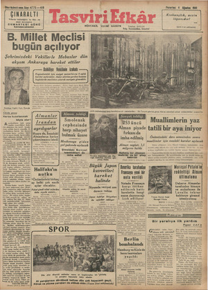 Tasviri Efkar Gazetesi 4 Ağustos 1941 kapağı