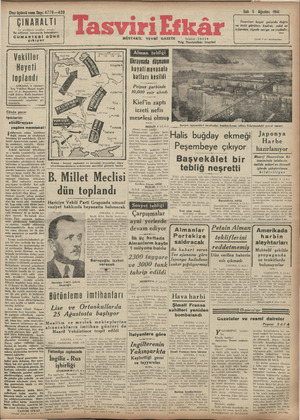 Tasviri Efkar Gazetesi 5 Ağustos 1941 kapağı