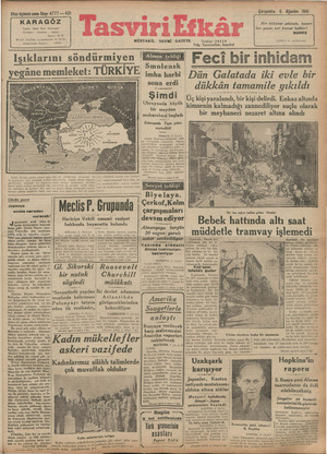 Tasviri Efkar Gazetesi 6 Ağustos 1941 kapağı