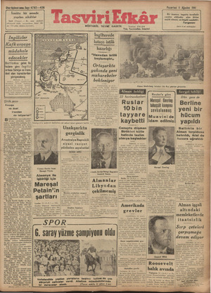 Tasviri Efkar Gazetesi 11 Ağustos 1941 kapağı
