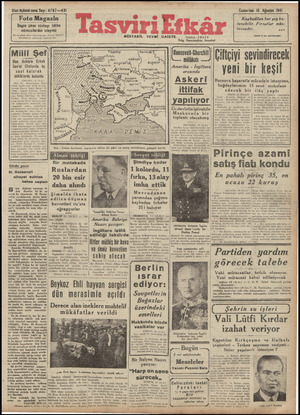 Tasviri Efkar Gazetesi 16 Ağustos 1941 kapağı
