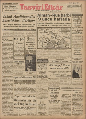 Tasviri Efkar Gazetesi 19 Ağustos 1941 kapağı