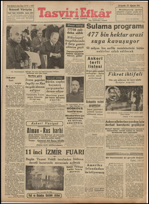 Tasviri Efkar Gazetesi 20 Ağustos 1941 kapağı