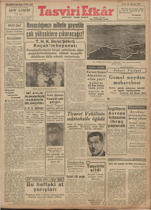 Tasviri Efkar Gazetesi 22 Ağustos 1941 kapağı