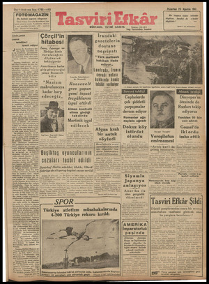 Tasviri Efkar Gazetesi 25 Ağustos 1941 kapağı