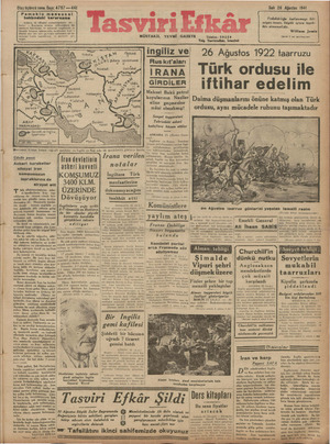 Tasviri Efkar Gazetesi 26 Ağustos 1941 kapağı