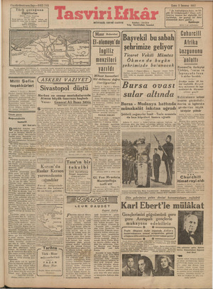 Tasviri Efkar Gazetesi 3 Temmuz 1942 kapağı