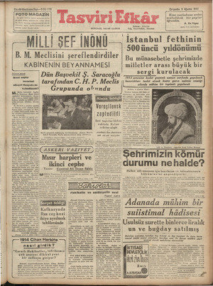 Tasviri Efkar Gazetesi 5 Ağustos 1942 kapağı