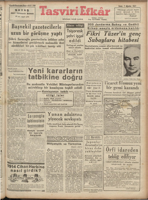 Tasviri Efkar Gazetesi 7 Ağustos 1942 kapağı