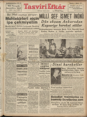 Tasviri Efkar Gazetesi 8 Ağustos 1942 kapağı