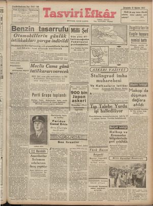 Tasviri Efkar Gazetesi 12 Ağustos 1942 kapağı