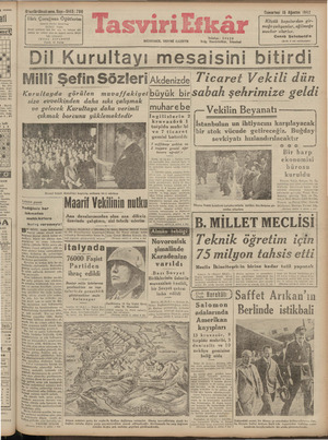 Tasviri Efkar Gazetesi 15 Ağustos 1942 kapağı
