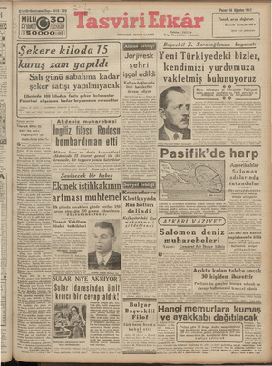 Tasviri Efkar Gazetesi 16 Ağustos 1942 kapağı