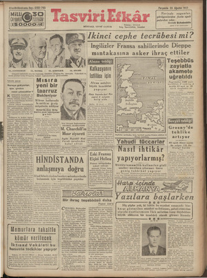 Tasviri Efkar Gazetesi 20 Ağustos 1942 kapağı