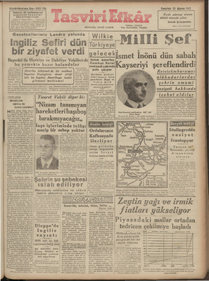 Tasviri Efkar Gazetesi 22 Ağustos 1942 kapağı