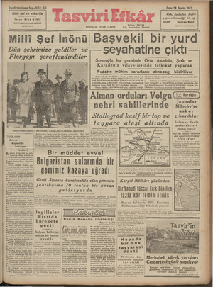 Tasviri Efkar Gazetesi 28 Ağustos 1942 kapağı