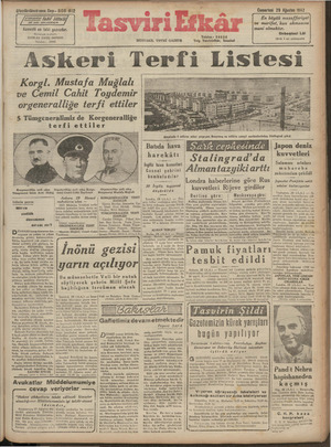 Tasviri Efkar Gazetesi 29 Ağustos 1942 kapağı