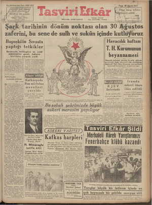 Tasviri Efkar Gazetesi 30 Ağustos 1942 kapağı
