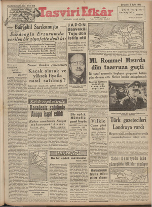 Tasviri Efkar Gazetesi 2 Eylül 1942 kapağı