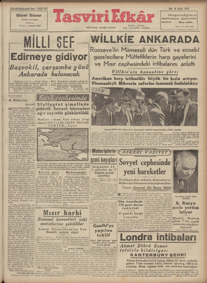 Tasviri Efkar Gazetesi 8 Eylül 1942 kapağı