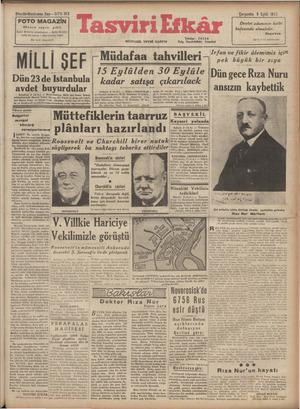 Tasviri Efkar Gazetesi 9 Eylül 1942 kapağı