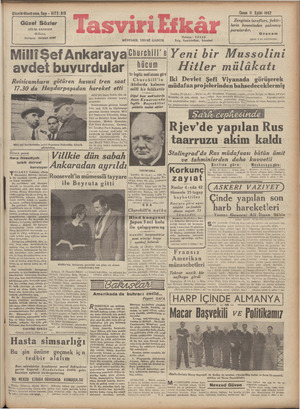 Tasviri Efkar Gazetesi 11 Eylül 1942 kapağı