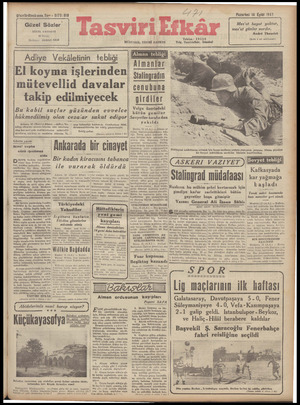 Tasviri Efkar Gazetesi 14 Eylül 1942 kapağı