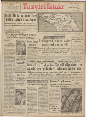 Tasviri Efkar Gazetesi 15 Eylül 1942 kapağı