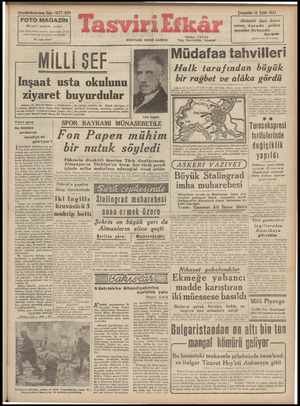 Tasviri Efkar Gazetesi 16 Eylül 1942 kapağı