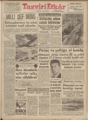 Tasviri Efkar Gazetesi 17 Eylül 1942 kapağı