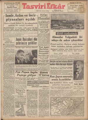 Tasviri Efkar Gazetesi 19 Eylül 1942 kapağı