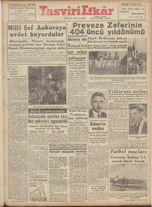 Tasviri Efkar Gazetesi 28 Eylül 1942 kapağı
