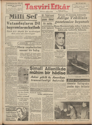 Tasviri Efkar Gazetesi 29 Eylül 1942 kapağı