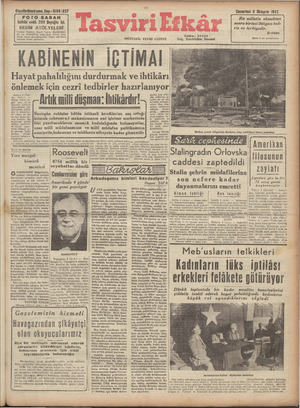 Tasviri Efkar Gazetesi 3 Ekim 1942 kapağı