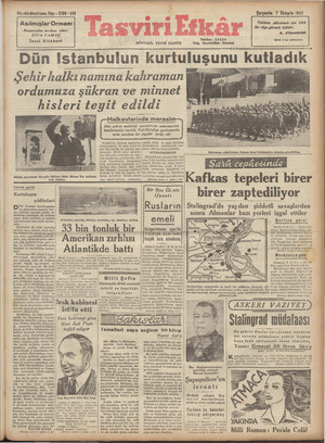 Tasviri Efkar Gazetesi 7 Ekim 1942 kapağı