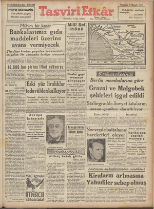 Tasviri Efkar Gazetesi 8 Ekim 1942 kapağı