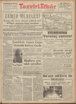 Tasviri Efkar Gazetesi 9 Ekim 1942 kapağı