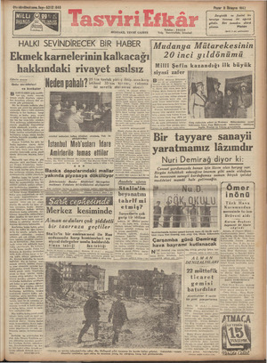 Tasviri Efkar Gazetesi 11 Ekim 1942 kapağı