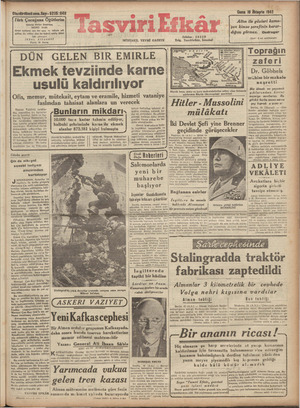 Tasviri Efkar Gazetesi 16 Ekim 1942 kapağı
