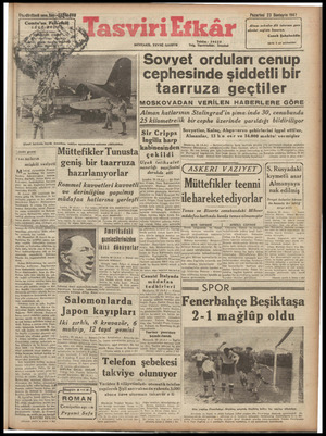 Tasviri Efkar Gazetesi 23 Kasım 1942 kapağı