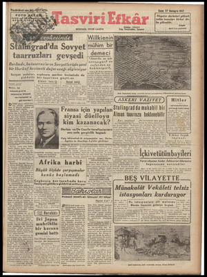 Tasviri Efkar Gazetesi 27 Kasım 1942 kapağı