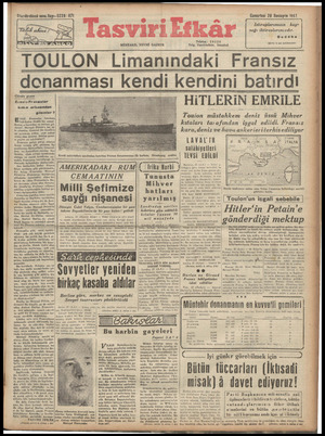 Tasviri Efkar Gazetesi 28 Kasım 1942 kapağı