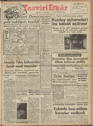 Tasviri Efkar Gazetesi 1 Aralık 1942 kapağı