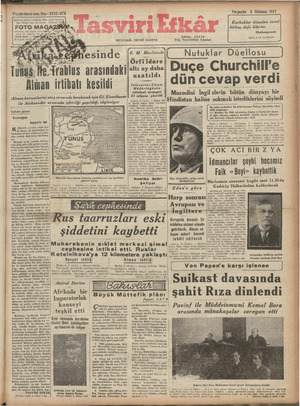 Tasviri Efkar Gazetesi 3 Aralık 1942 kapağı