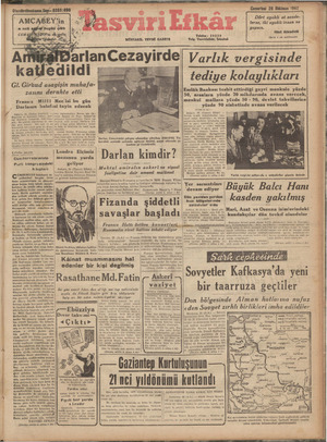 Tasviri Efkar Gazetesi 26 Aralık 1942 kapağı