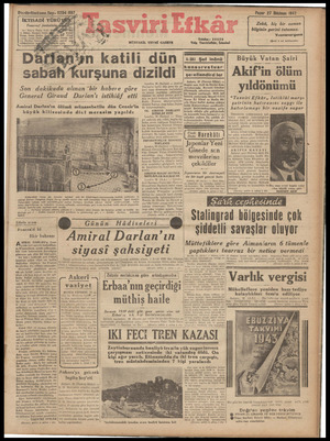 Tasviri Efkar Gazetesi 27 Aralık 1942 kapağı